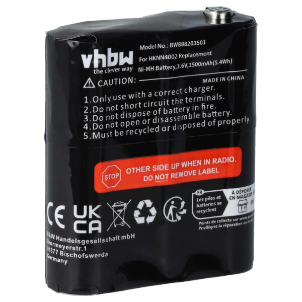 Bateria vhbw para Rádio Motorola 4002A, 56315, FRS-009, AP-4002, AP-4002H - 1500 mAh 3.6V NiMH