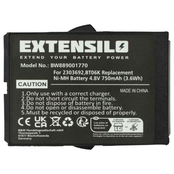 Bateria de Substituição EXTENSILO para Danfoss BT06K, 2303692 Comando - 750 mAh