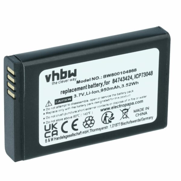 Bateria vhbw para Telefone Fixo Agfeo, Polycom, Spectralink - 950 mAh, 3.7 V Li-Ion