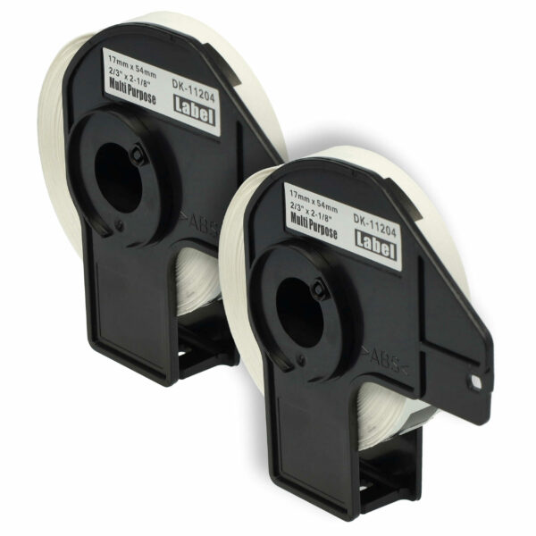 2x Rolo de Etiquetas Compatível com Brother DK-11204 - 17 mm x 54 mm + Suporte