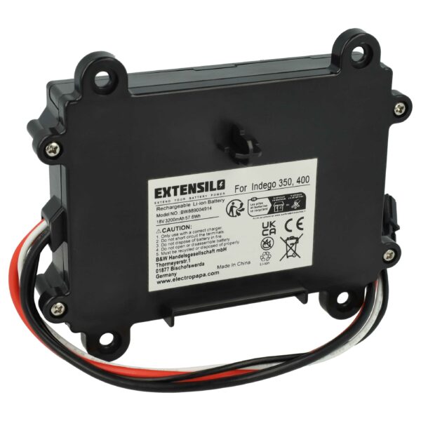 Bateria EXTENSILO para Bosch Indego 350 / 400 / S 500 / M 700 - 3.2 Ah 18 V Li-Ion