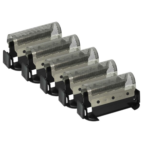 5x Lâmina de barbear de substituição com estrutura para Braun 428, 420, 422 - Preto/Prateado