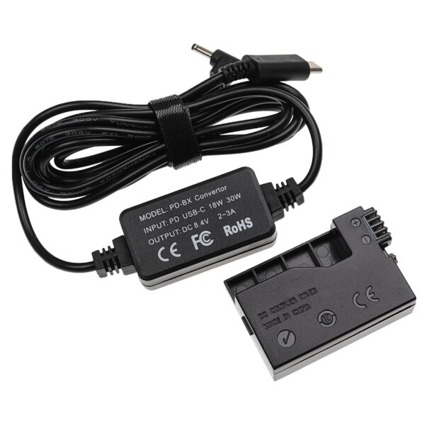 Adaptador de Alimentação USB vhbw substitui ACK-E8 para Canon com Acoplador DC - 2 m, 8,4 V 3,0 A