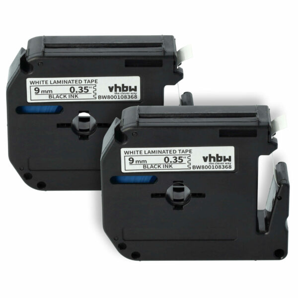 2x Fita de Etiquetas compatível com Brother M-K221 - 9 mm Preto sobre Branco