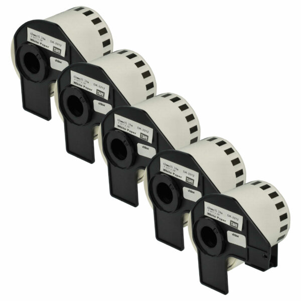 Pack 5x Rolos de Etiquetas Compatíveis Brother DK-22212 - 62 mm x 15.24 m + Suporte