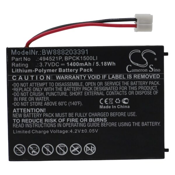 Bateria de Substituição vhbw para Monitor de Bebé Audioline 494521P, BPCK1500LI, 494251P - 1400 mAh 3.7 V Li-polímero