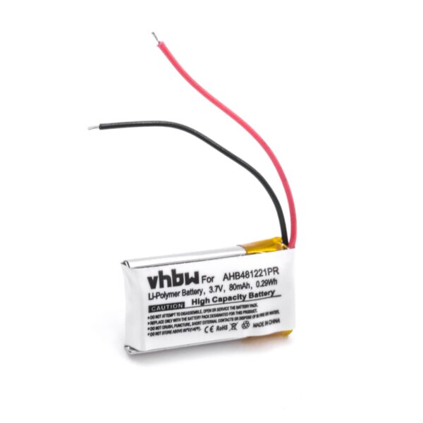 Bateria vhbw para Auscultadores Bose - 80 mAh 3.7V Li-polímero (substitui AHB481221PR)