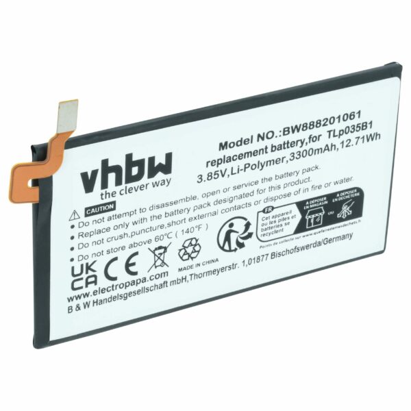 Bateria vhbw para BlackBerry TLp035B1 - 3300 mAh 3.85 V Li-polímero