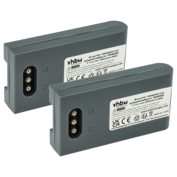 2x Bateria vhbw para Höft & Wessel FBHW26582 - Leitor de Códigos de Barras - 1800 mAh 3.7 V