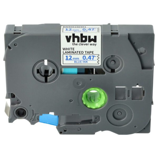 Fita para Impressora de Etiquetas vhbw TZ-233, TZE-233 - 12 mm Azul sobre Branco