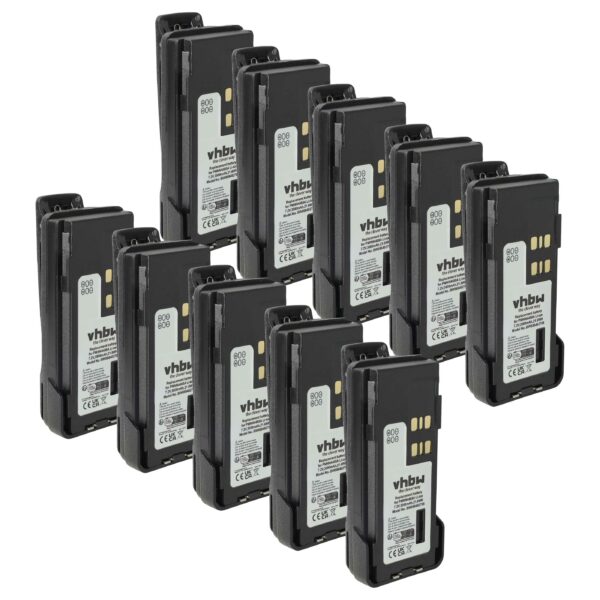 Bateria vhbw 10x para Motorola PMNN441, PMNN4415, PMNN4415AR - 3000 mAh 7.2V Li-Ion com Clip de Cintura