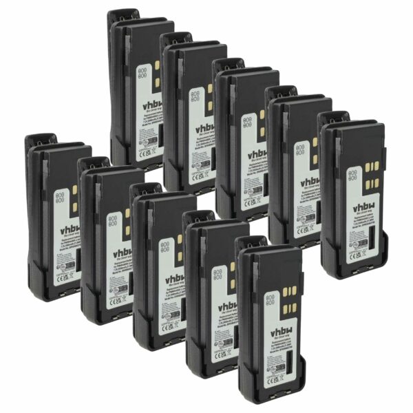 Bateria vhbw 10x para Motorola PMNN441, PMNN4415, PMNN4415AR - 3000 mAh 7.2V Li-Ion com Clip de Cintura