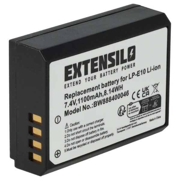 Bateria EXTENSILO para Canon LP-E10 - 1100mAh, 7.4V, Li-Ion