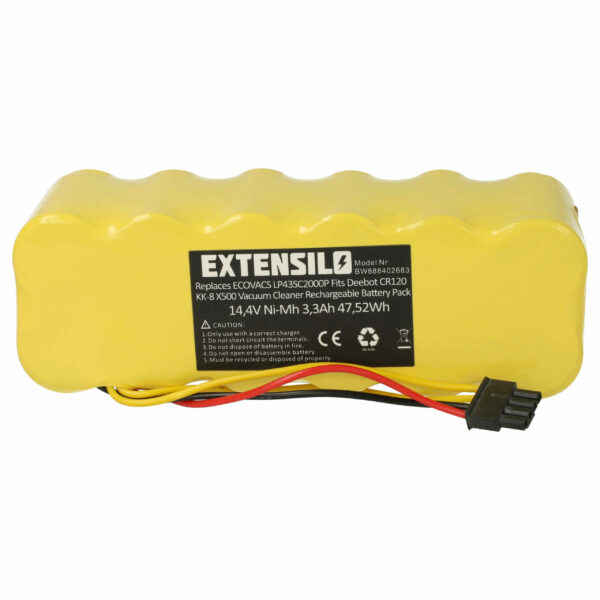 Bateria EXTENSILO 14,4V 3300mAh NiMH para Ariete AT5186005100, Profimaster, Dibea, Ecovacs e Haier