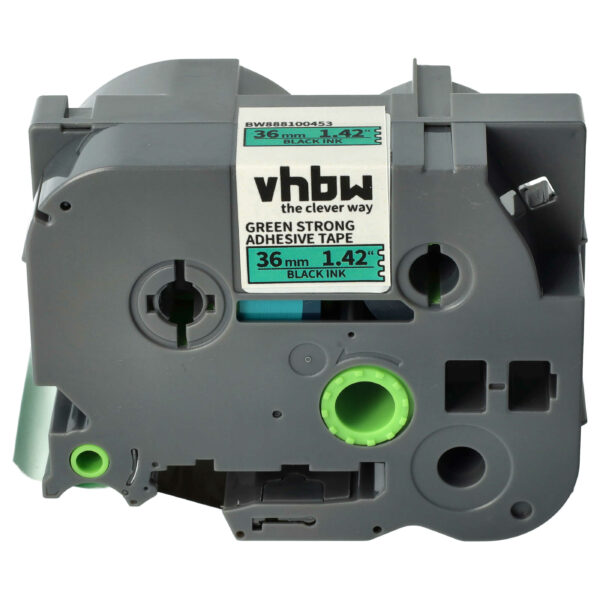 Fita de Etiquetas Compatível com Brother TZE-S761 - 36 mm Preto em Verde, Extra Resistente