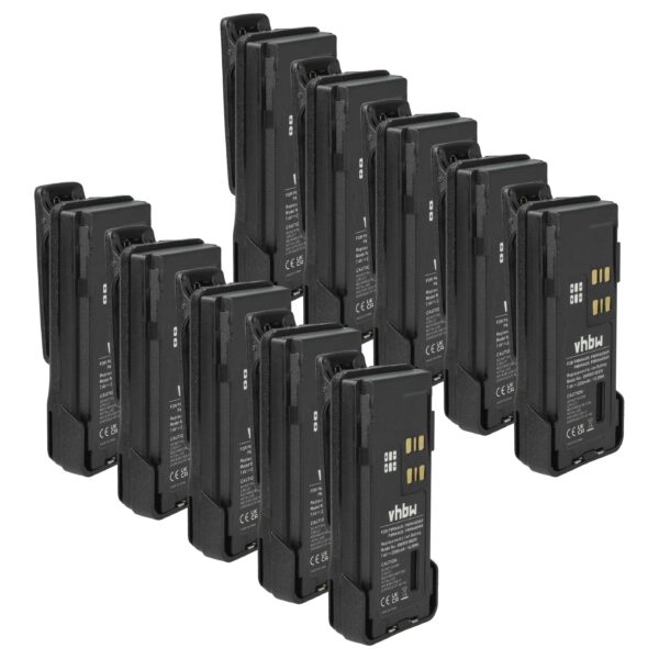 Bateria vhbw 10x para Rádio Motorola PMNN4406BR, PMNN4406, PMNN4409 - 2200 mAh 7.4 V Li-Ion com Clip de Cinto