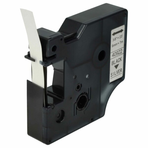Fita de Etiquetas Compatível com Dymo D1 40922 - 9 mm Preto sobre Prata