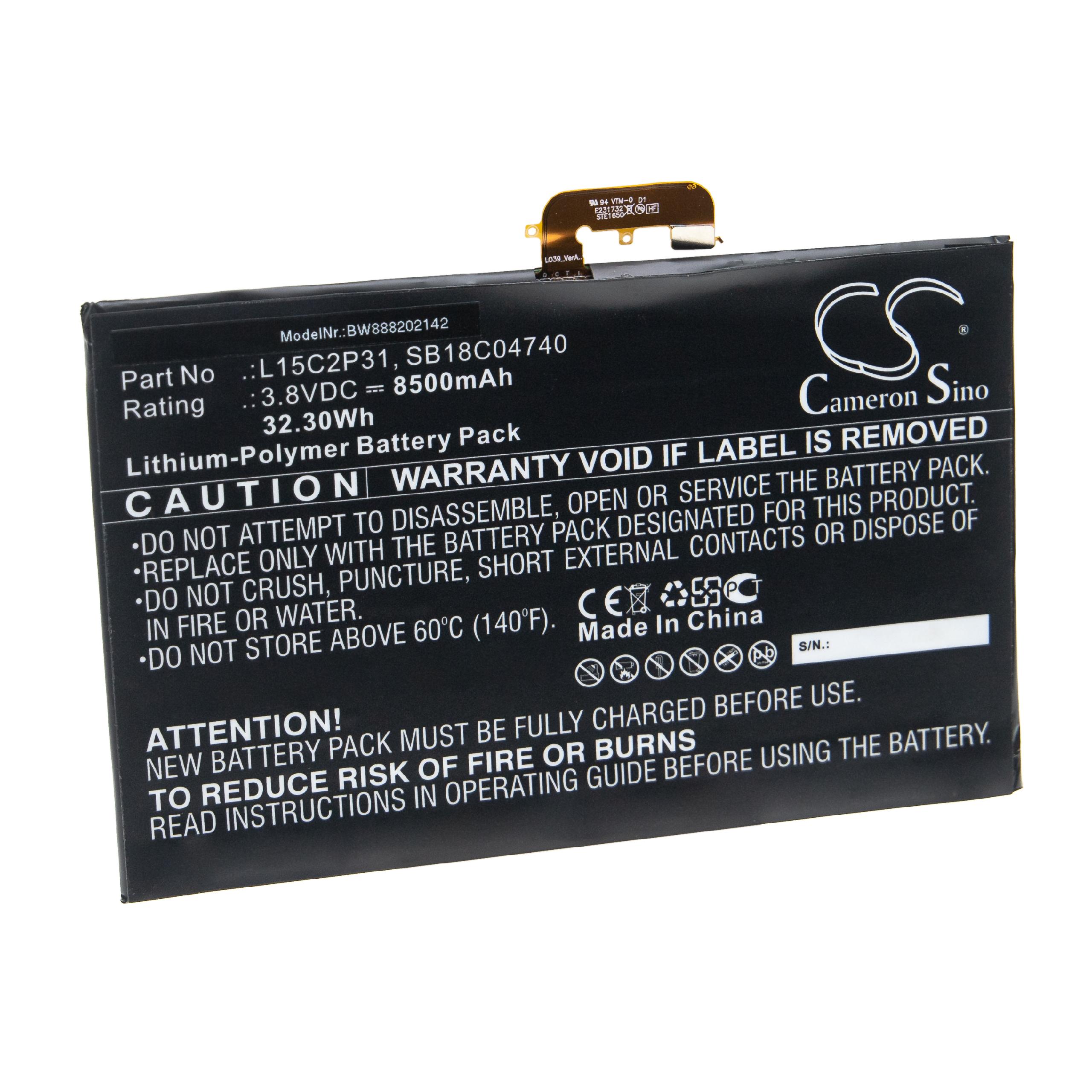 Bateria para Lenovo - vhbw 8500 mAh 3.8 V Li-polymer (SB18C04740, L15C2P31)