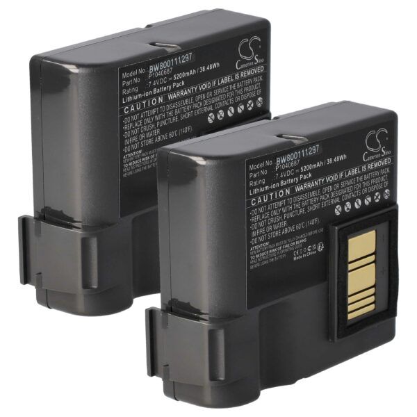 Bateria vhbw 5200 mAh 7.4V Li-Ion para Impressoras Zebra (Substitui BTRY-MPP-68MA1-01, P1050667-016, P1040687)