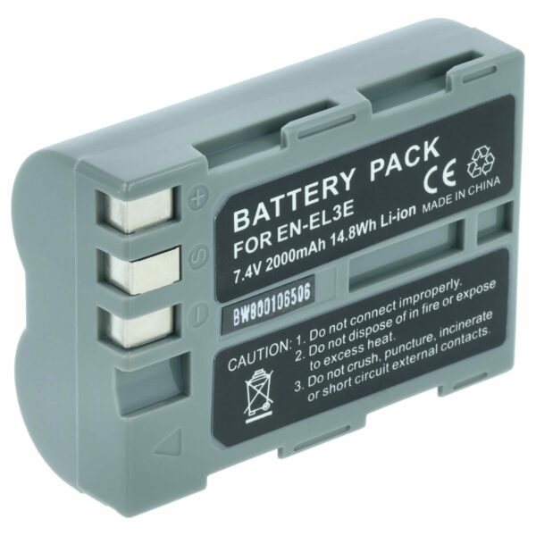 Bateria vhbw compatível com Nikon EN-EL3e, EN-EL3, EN-EL3a - 2000mAh, 7.2V, Li-Ion com chip de informação