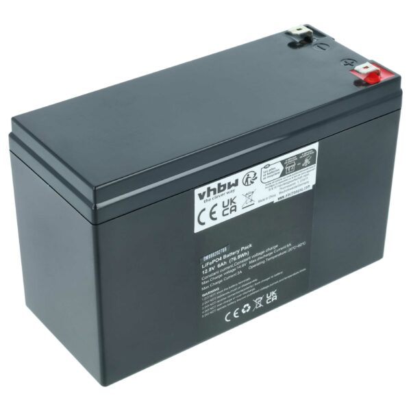 Bateria de Bordo vhbw LiFePO4 12.8V 6Ah para Caravanas, Barcos e Sistemas Solares