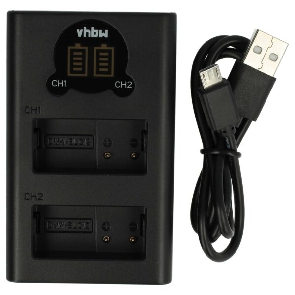 Carregador de Bateria Micro-USB + USB-C vhbw para Câmaras Leica, Panasonic e Sigma