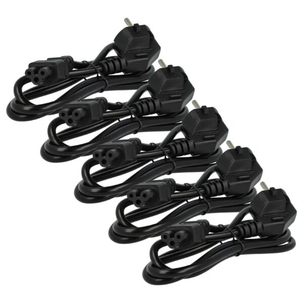 5x Cabo de Alimentação C5 Ficha Euro vhbw para Aspirador Robô Vorwerk VR300 - 1,2 m