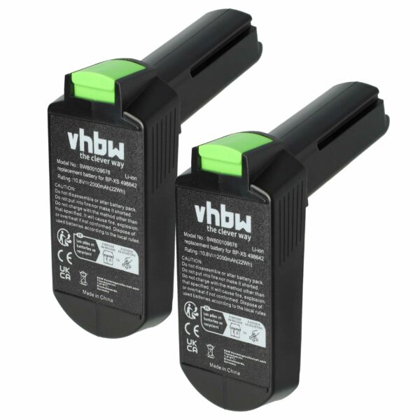 2x Bateria vhbw para Festool 498616, 498338, 498336, 498339 - 10.8 V, 2000 mAh, Li-Ion