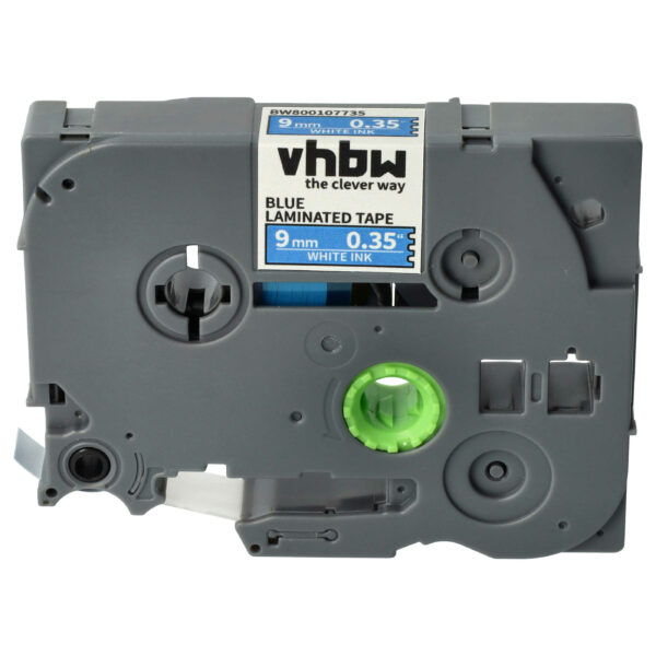 Fita de Etiquetas compatível com Brother TZE-525 - 9 mm Branco sobre Azul vhbw