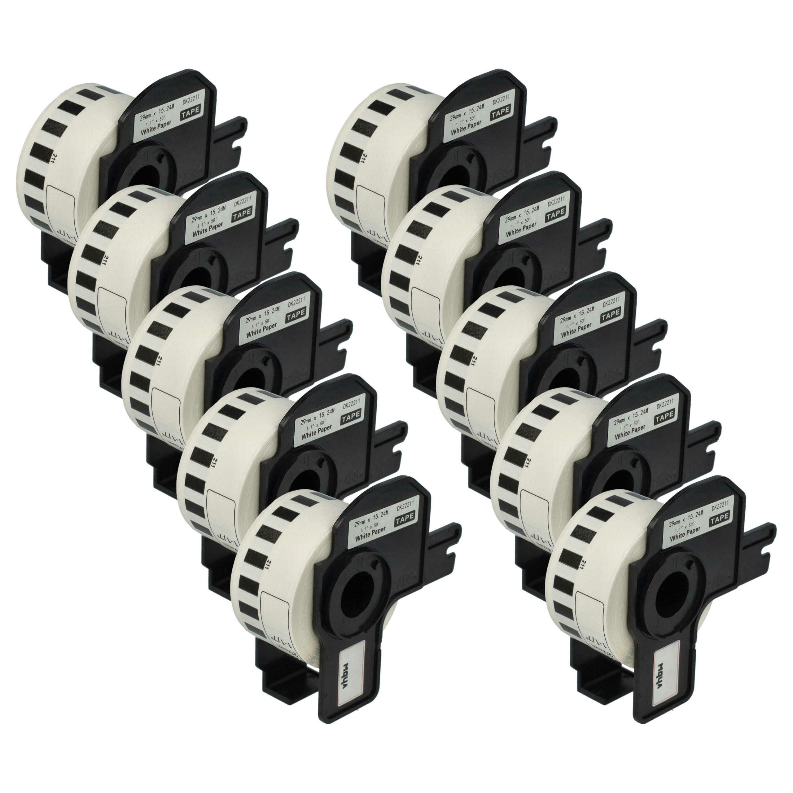 10x Rolos de Etiquetas Compatível com Brother DK-22211 - 29 mm x 15,24 m + Suporte