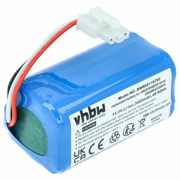 Bateria vhbw 3400mAh 14.4V Li-Ion para iClebo, Yujin Robot e Miele