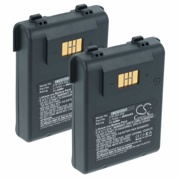 2x Baterias vhbw para Intermec Barcode Scanner POS (4600 mAh, 3.7 V)