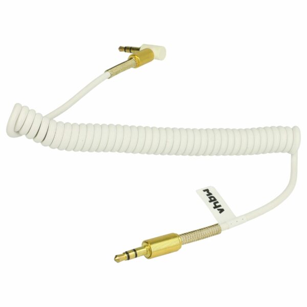 Cabo Adaptador de Áudio vhbw 3.5 mm para 3.5 mm, Angulado, Dourado, Branco