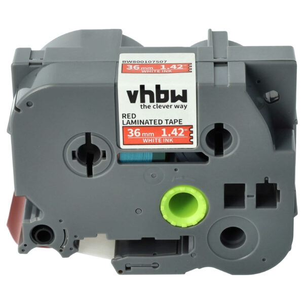 Fita de Etiquetas vhbw Compatível com Brother TZE-465, TZ-465 - 36 mm Vermelho e Branco