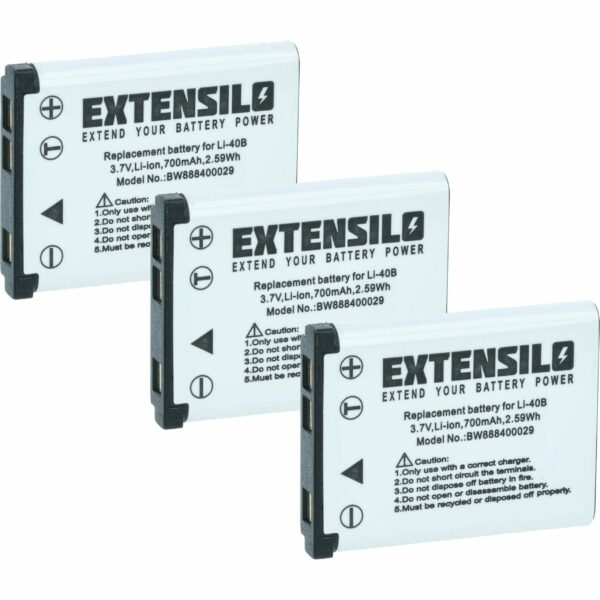 3x Bateria substitui BenQ DLI216 - 700mAh, 3.7V, Li-Ion EXTENSILO