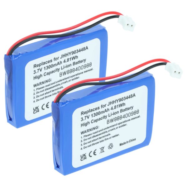 Bateria vhbw 2x para Rádio Albrecht 083448, JHHY903448A - 1300 mAh 3.7V Li-Ion