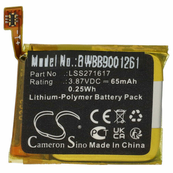 Bateria vhbw para Fitbit Smartwatch LSS271617 - 65 mAh 3.87 V Li-polymer