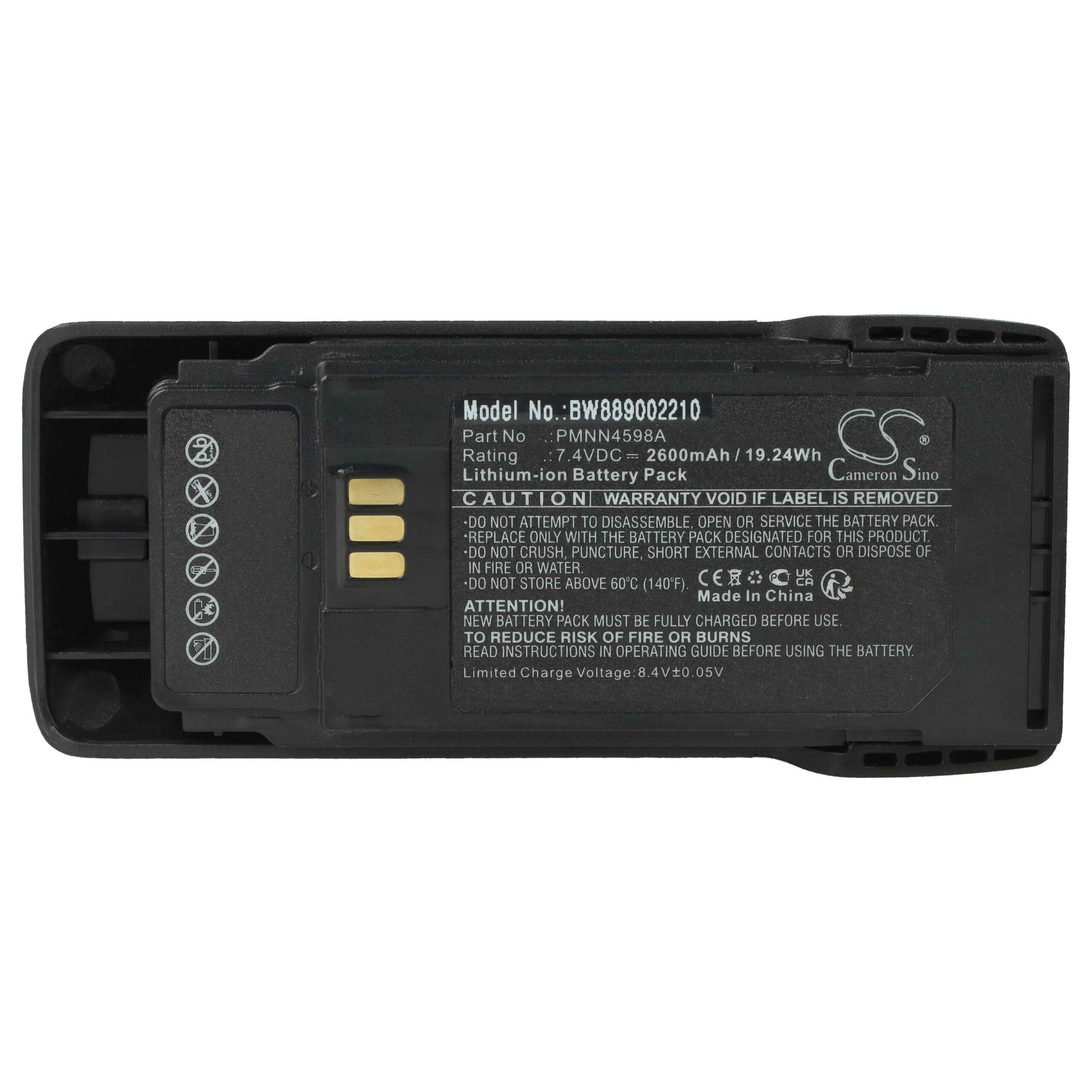 Bateria vhbw 2x para Motorola PMNN4600A, PMNN4598A - 2600 mAh 7.4 V Li-Ion + Clip de Cinto - Image 3