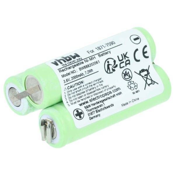 Bateria para Máquina de Cortar Cabelo Moser 1871-7590 vhbw - 2000 mAh 3.6 V NiMH
