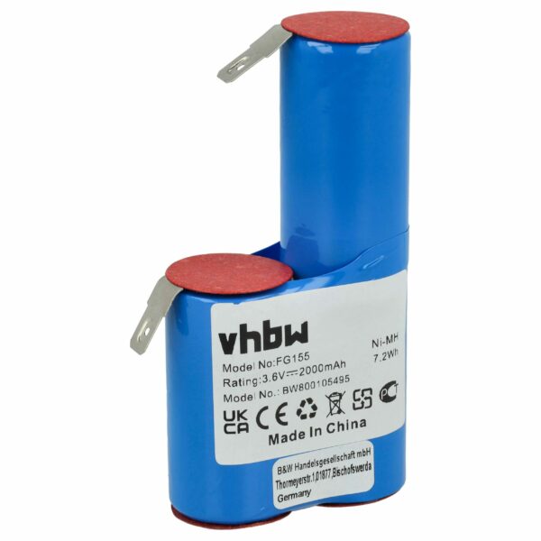 Bateria de Substituição para Ralador Kenwood / Ariete vhbw BF11957 - 2000 mAh 3.6 V NiMH