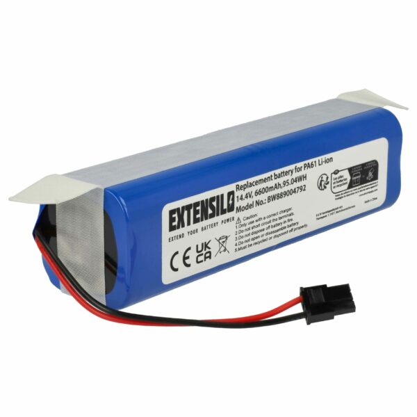 Bateria EXTENSILO para Eufy PA89, PA61 - 6600mAh, 14.4V, Li-Ion