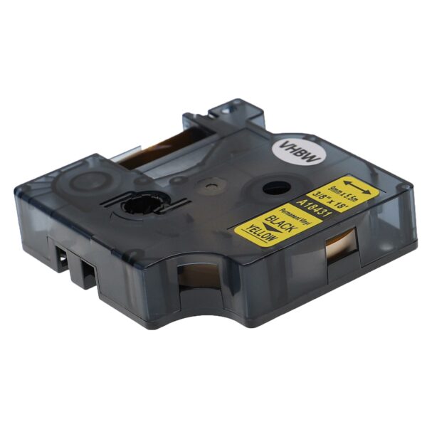 Fita de Etiquetas vhbw substitui Dymo 18431 - 9 mm Preto sobre Amarelo