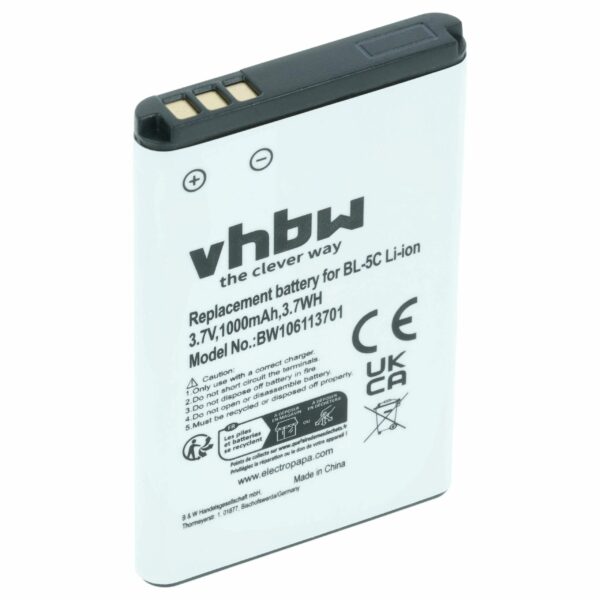 Bateria para Telemóvel vhbw compatível com Alcatel RTR001F01, 3BN67332AA, 10000058 - 1000 mAh 3.7 V Li-Ion