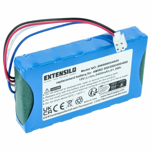Bateria EXTENSILO para Yard Force 1920726, GMBE-SP10283, GMBE-SP11571 - 3400 mAh 18 V Li-Ion