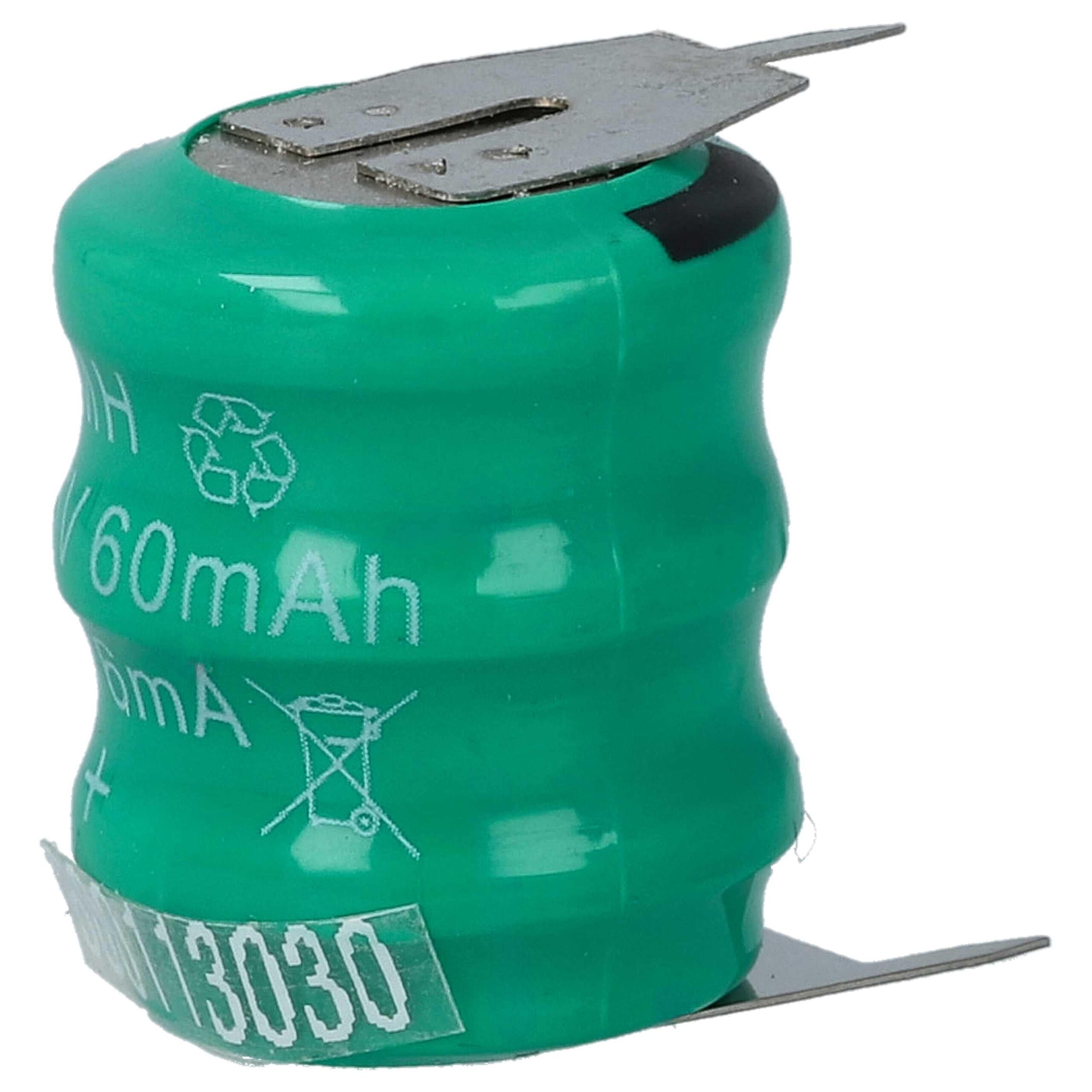 Bateria Recarregável vhbw 3/V80H 3 Pinos 80 mAh 3.6V NiMH para Modelos e Lâmpadas Solares (Pack 5) - Image 2