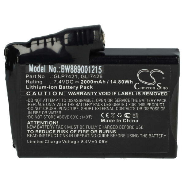 Bateria de Substituição para Luvas Térmicas Glovii GLP7421, GLI7426 - 2000 mAh 7.4V Li-Ion
