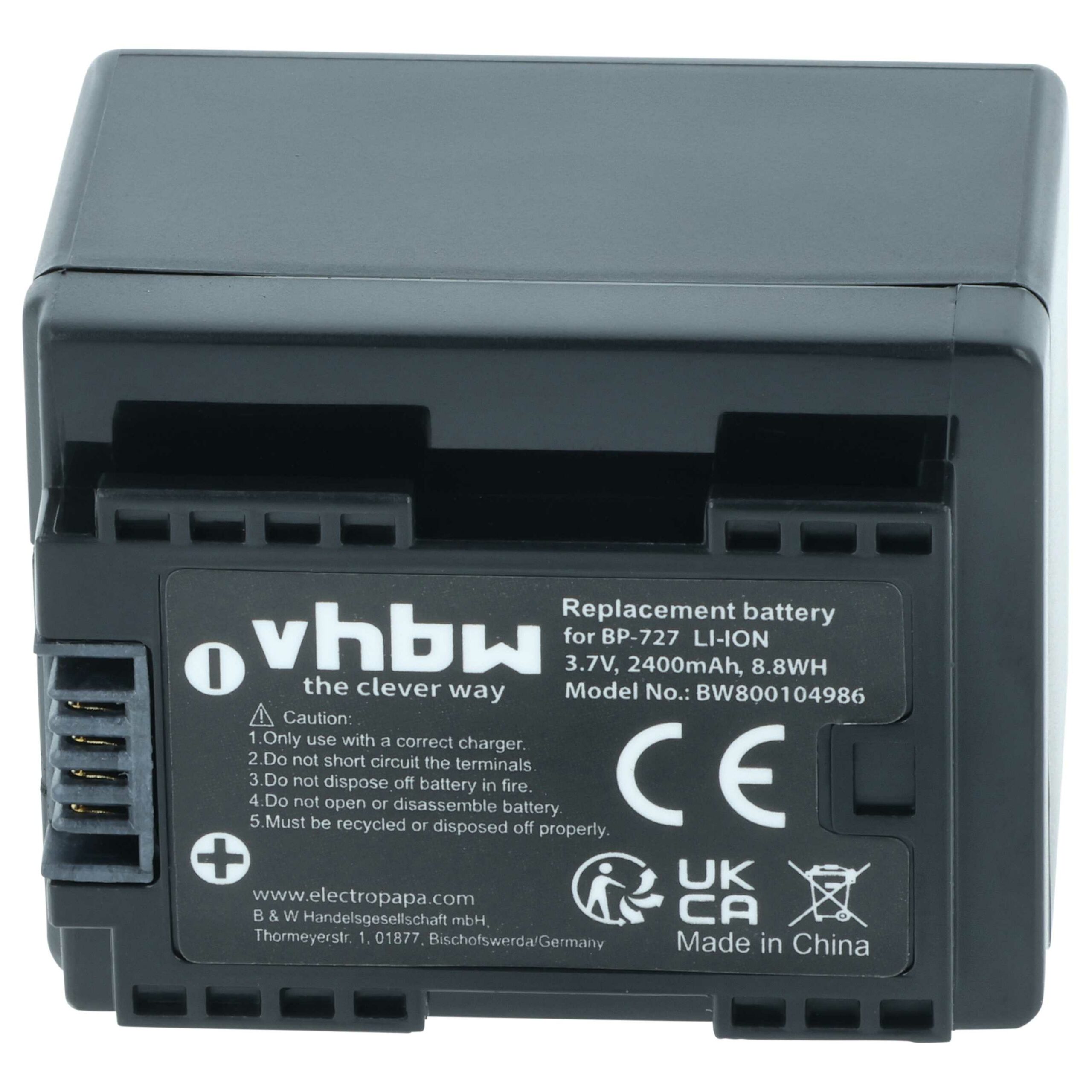Bateria vhbw 2400 mAh 3.6V Li-Ion para Câmaras Canon (substitui BP-727) - Pack 2x - Image 3