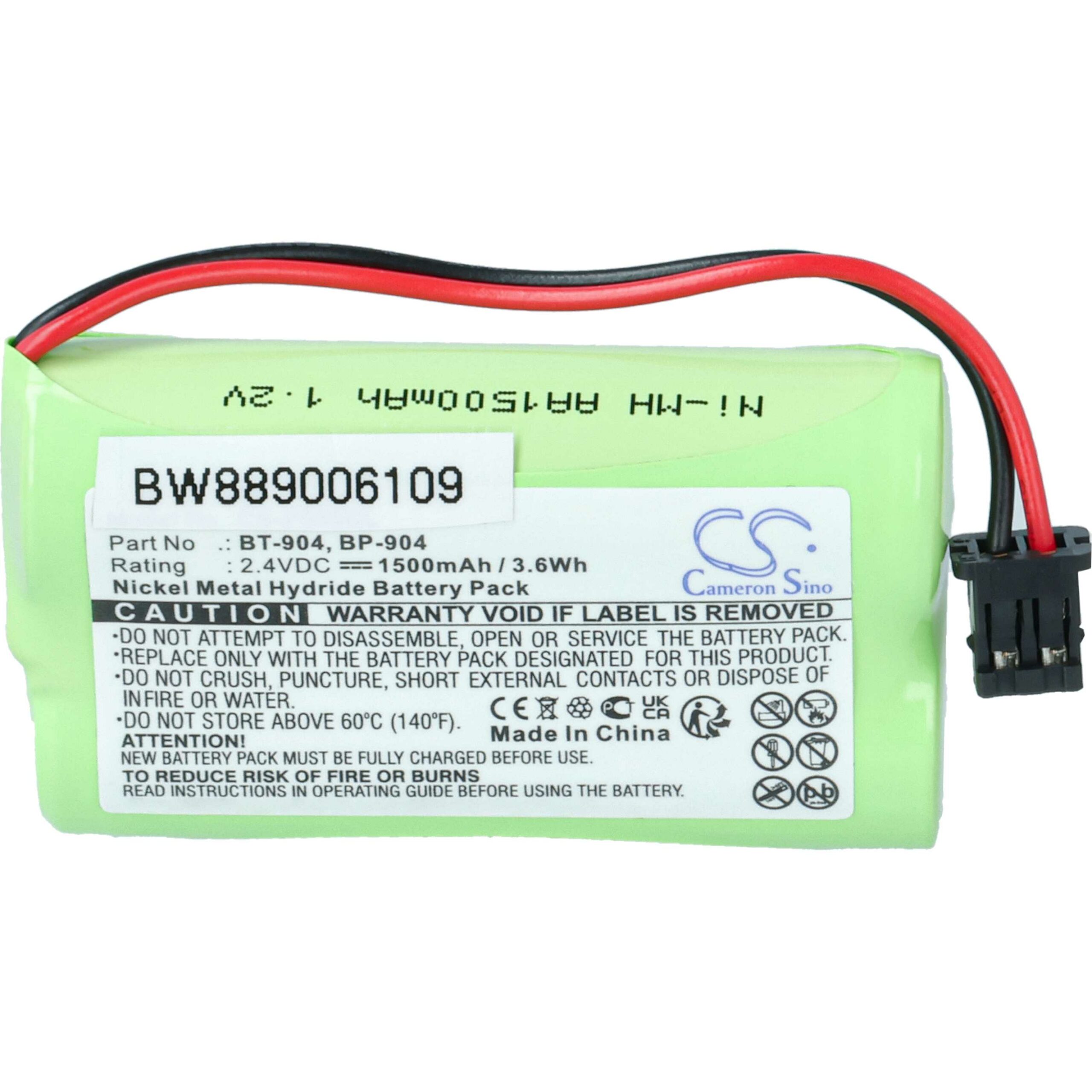 2x Bateria substitui Memorex BP-904, BT-904 para telefone fixo GP - 1500 mAh 2.4 V NiMH - Image 3