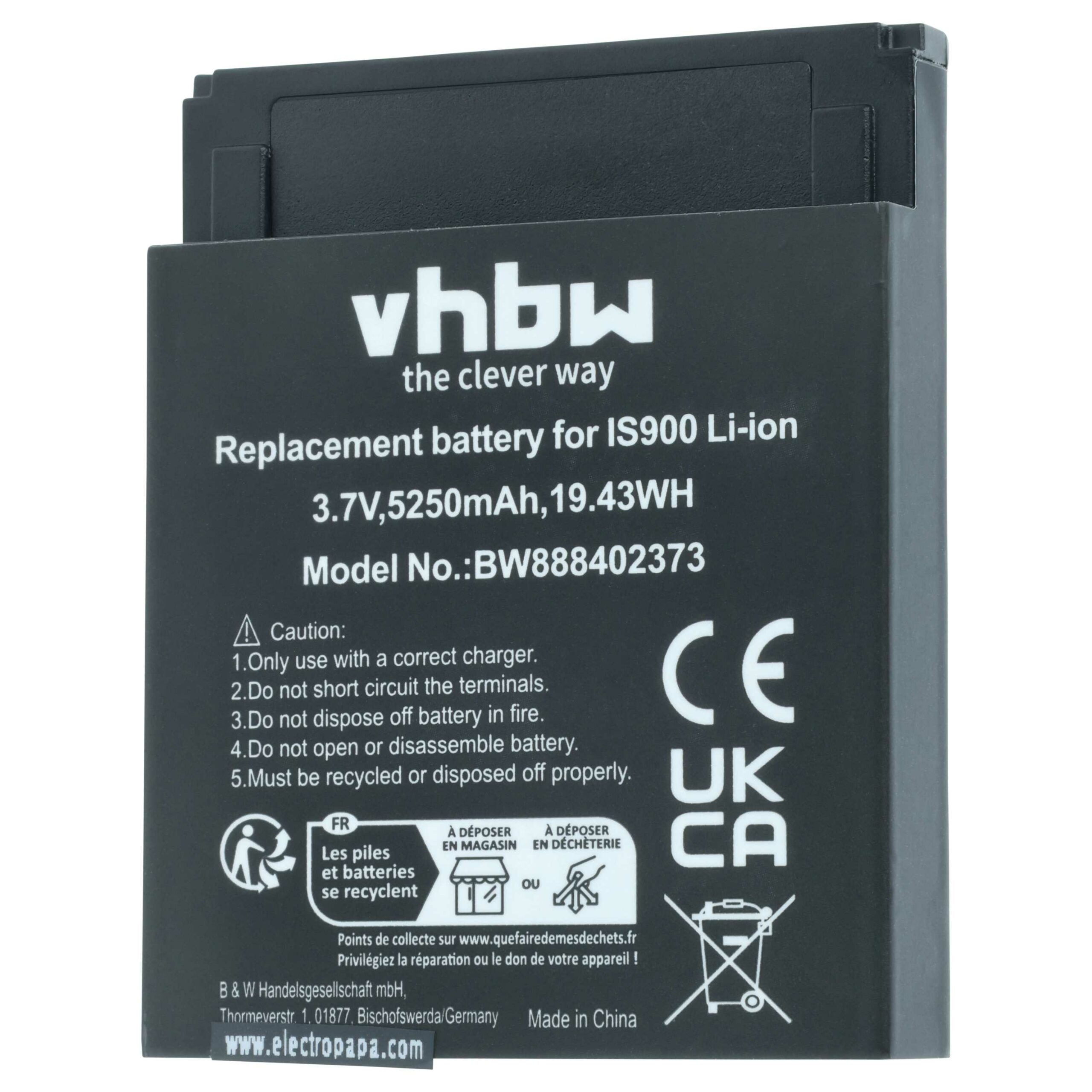 Bateria vhbw para leitor de cartões Pax IS900 - 5250 mAh 3.7 V Li-Ion - Image 3