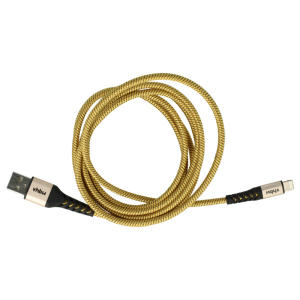 Cabo Lightning vhbw USB-A para Apple iPhone, iPad e AirPods - Amarelo e Preto, 180cm